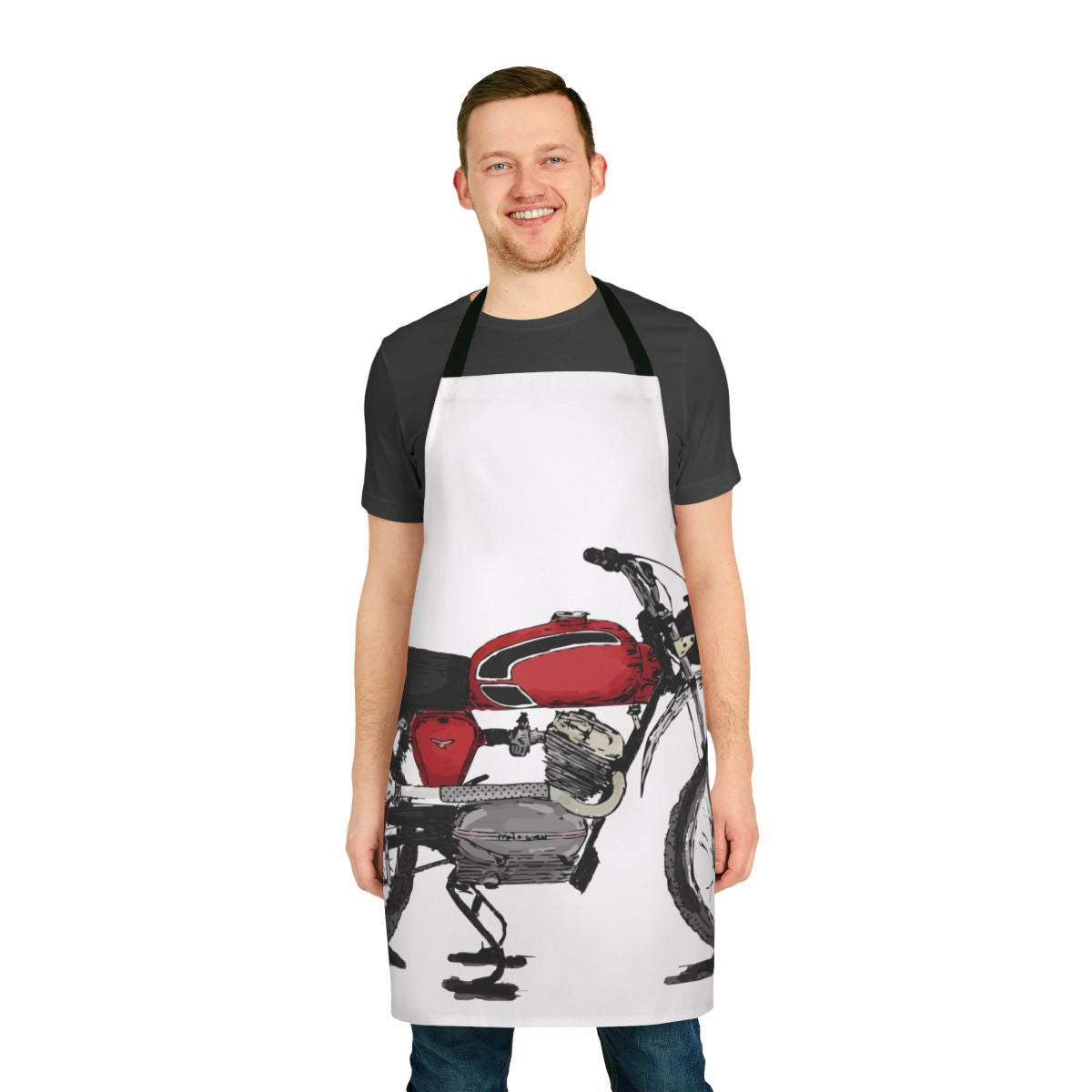 A durable and stylish vintage-inspired dirt bike scrambler apron for motorcycle enthusiasts