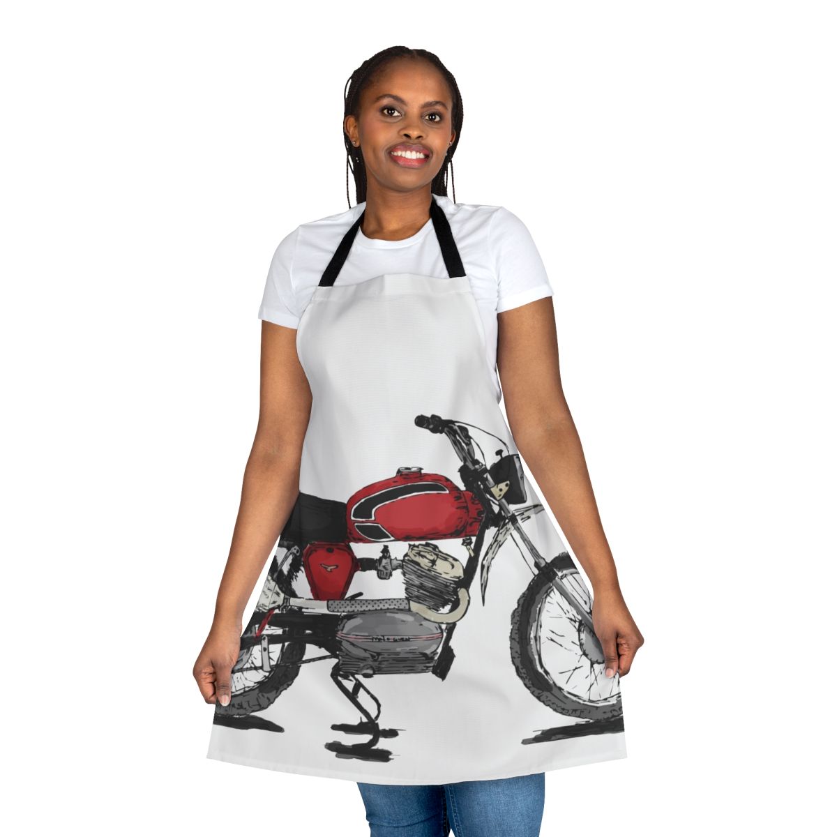 A durable and stylish vintage-inspired dirt bike scrambler apron for motorcycle enthusiasts