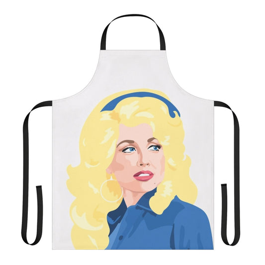 Vintage-style apron featuring a young Dolly Parton in full color
