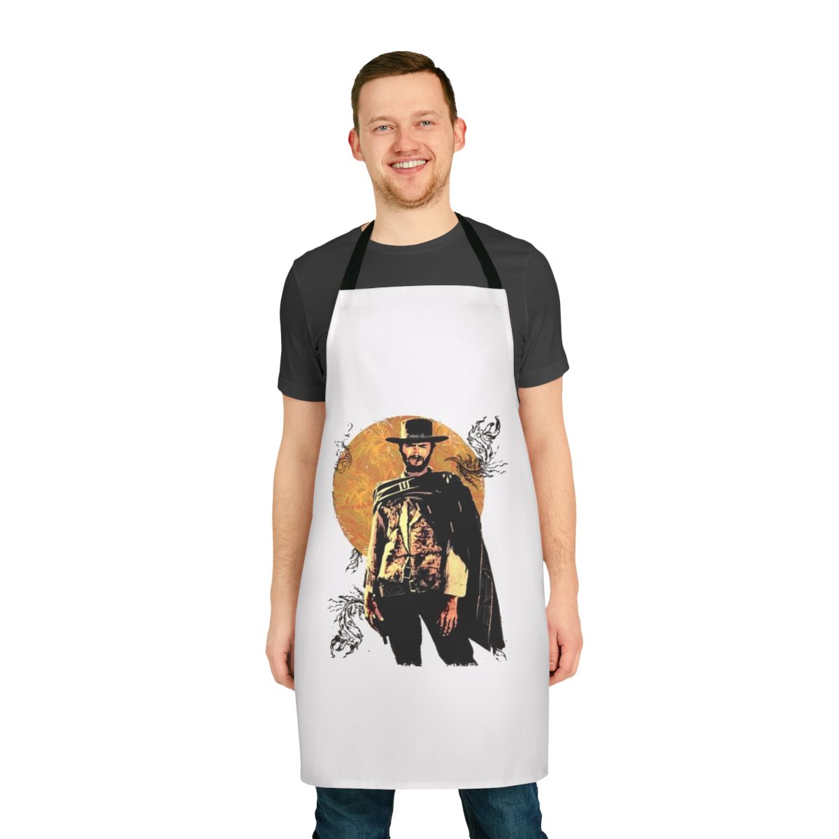 Vintage-style apron inspired by classic Clint Eastwood western movies