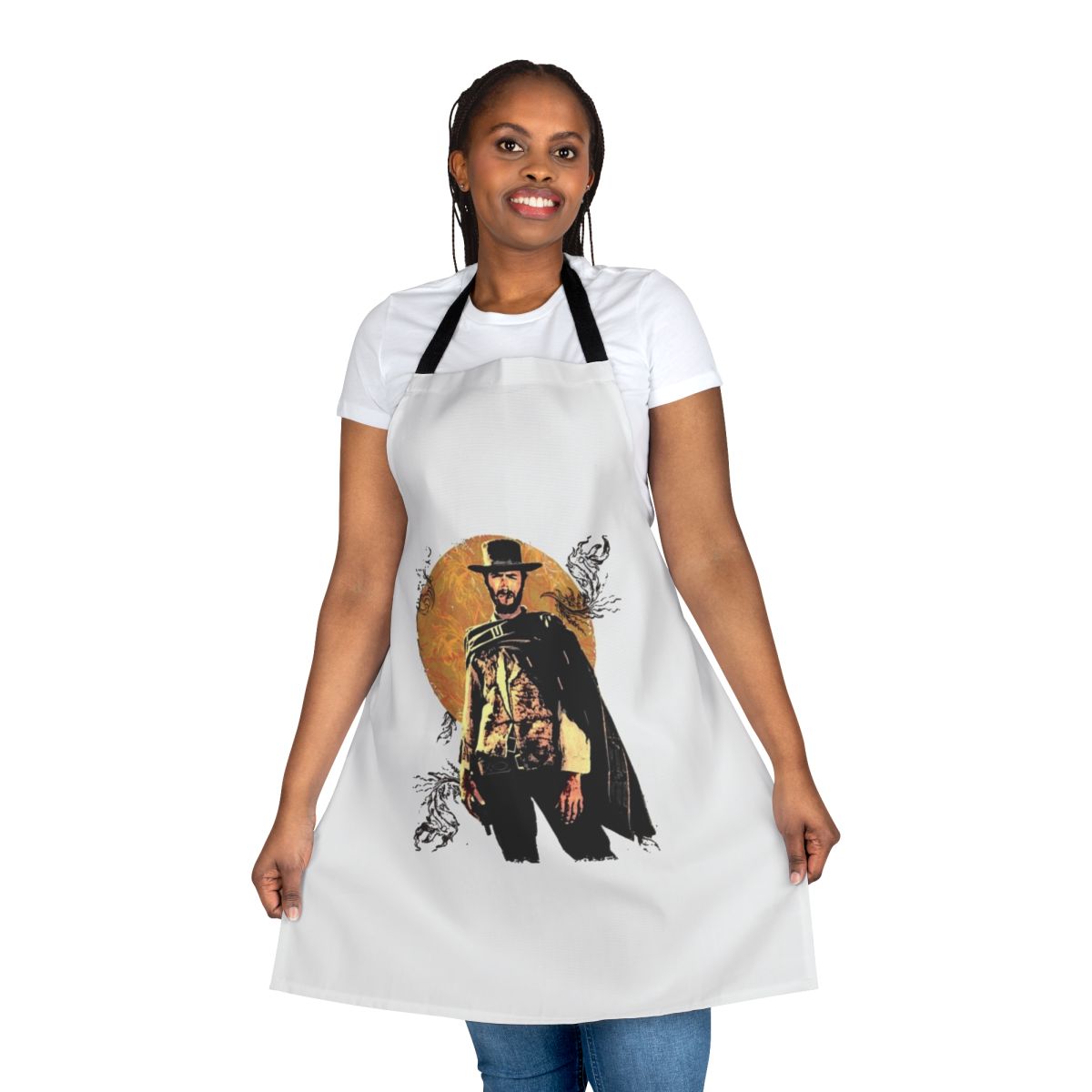 Vintage-style apron inspired by classic Clint Eastwood western movies