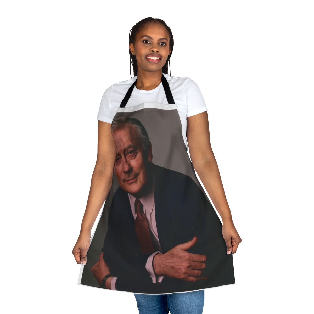 Vintage-style apron with a portrait of actor Edward Woodward