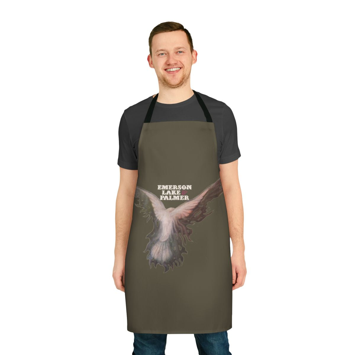 Emerson, Lake & Palmer classic 70s album cover-inspired apron