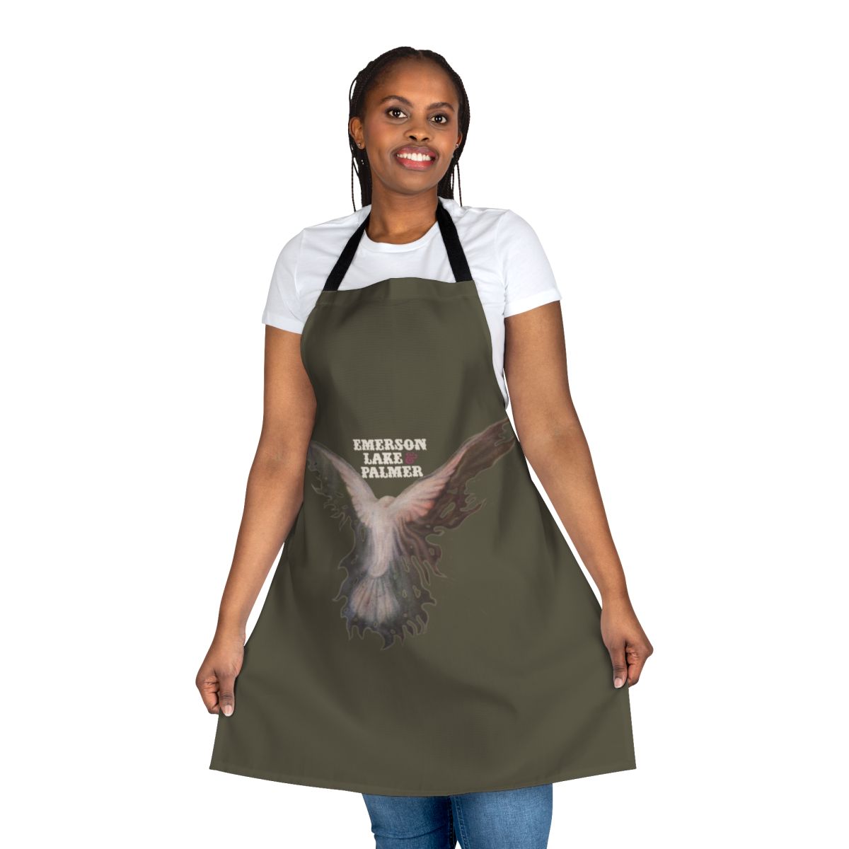 Emerson, Lake & Palmer classic 70s album cover-inspired apron