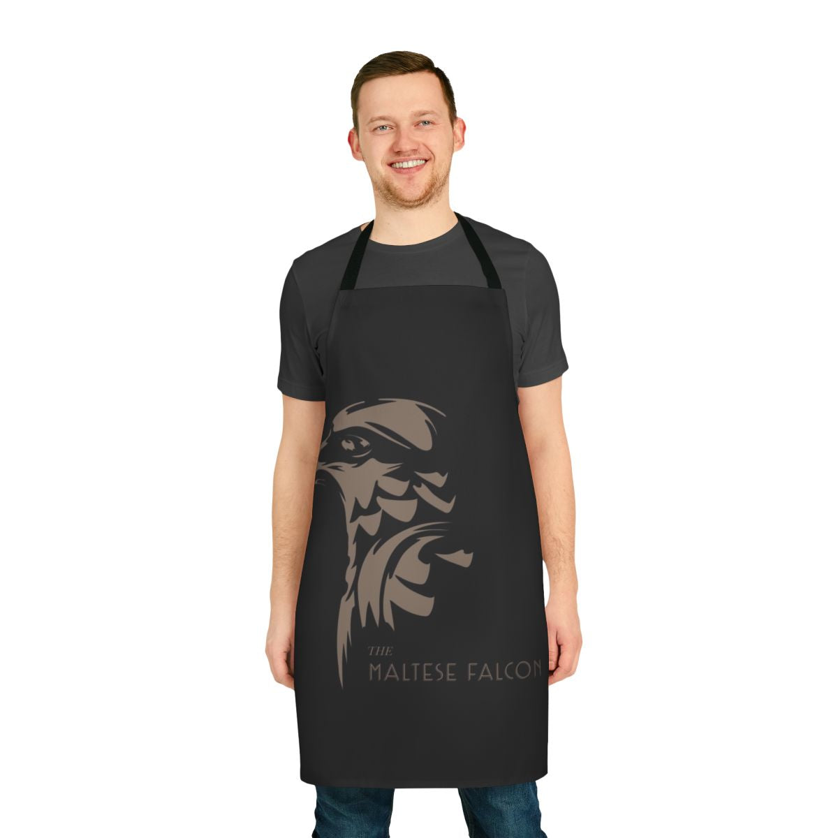 Vintage-inspired apron featuring the iconic imagery of the classic film noir "The Maltese Falcon"