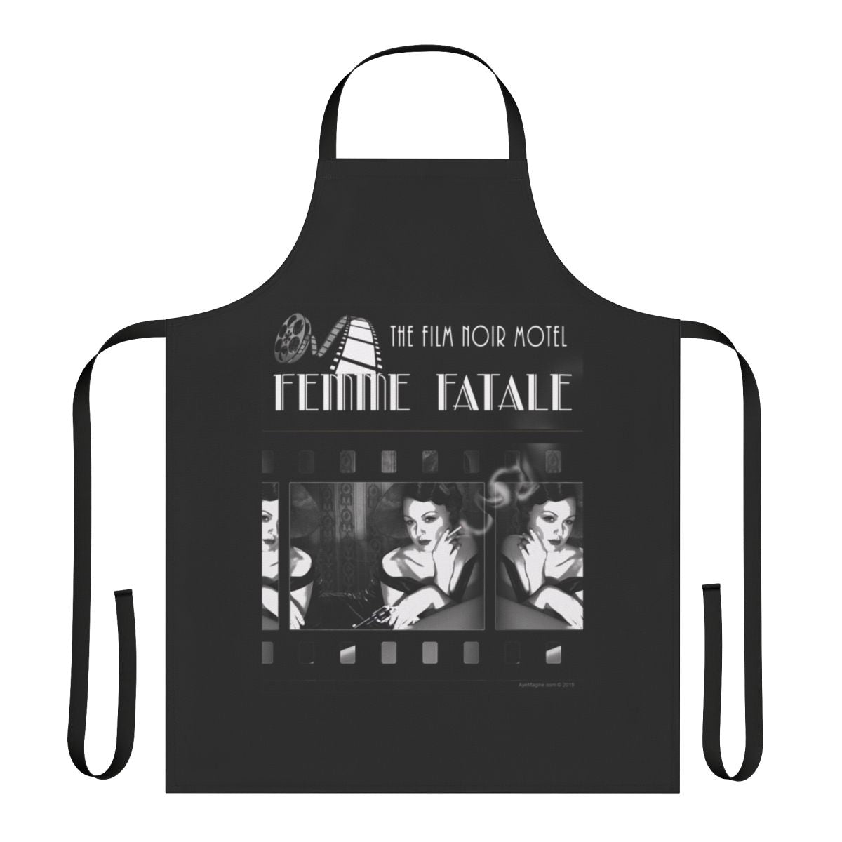 Retro-styled apron with film noir inspired design