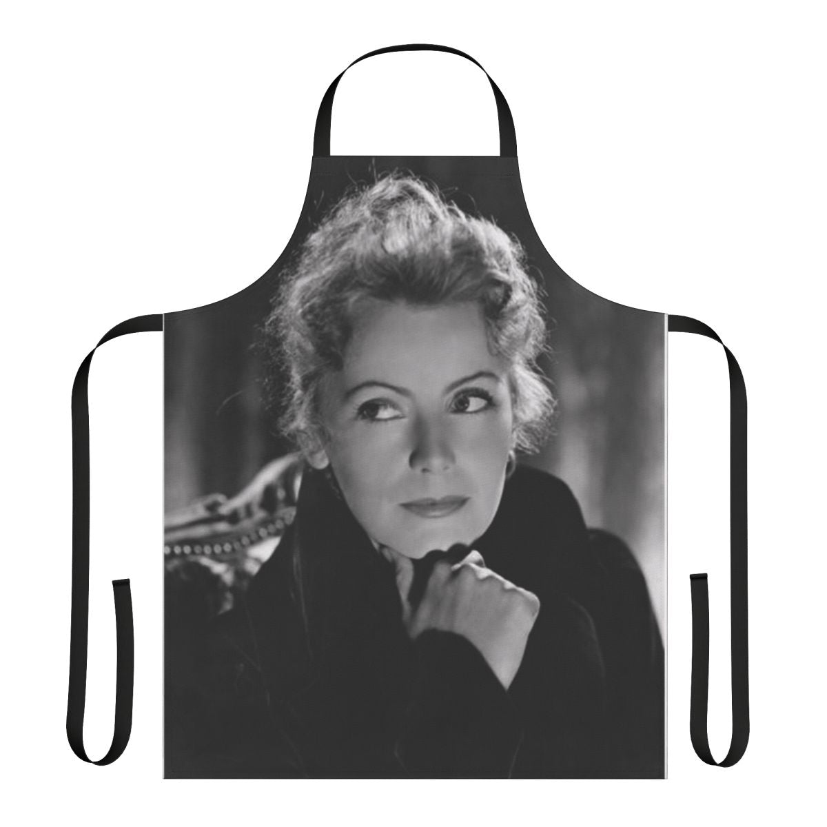 Vintage-inspired apron featuring a portrait of famous actress Greta Garbo