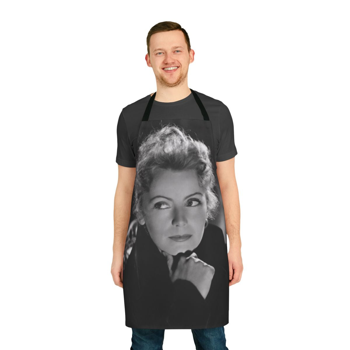 Vintage-inspired apron featuring a portrait of famous actress Greta Garbo