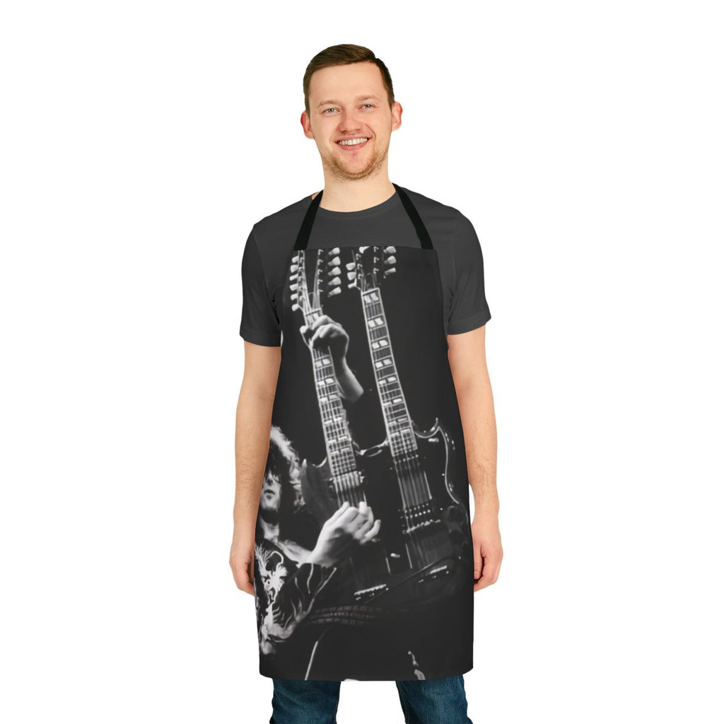 Vintage-inspired guitar music poster printed on an apron for music lovers and guitar enthusiasts.