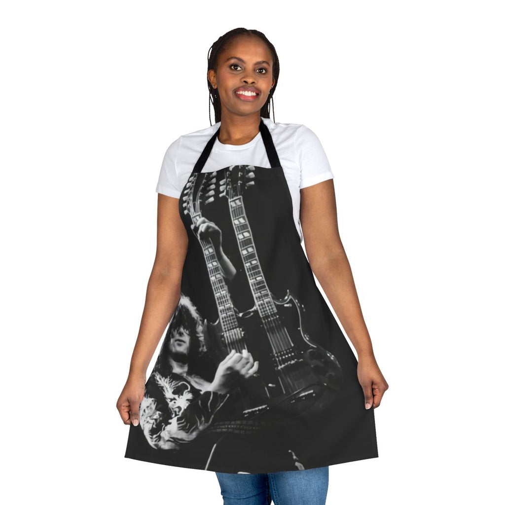 Vintage-inspired guitar music poster printed on an apron for music lovers and guitar enthusiasts.