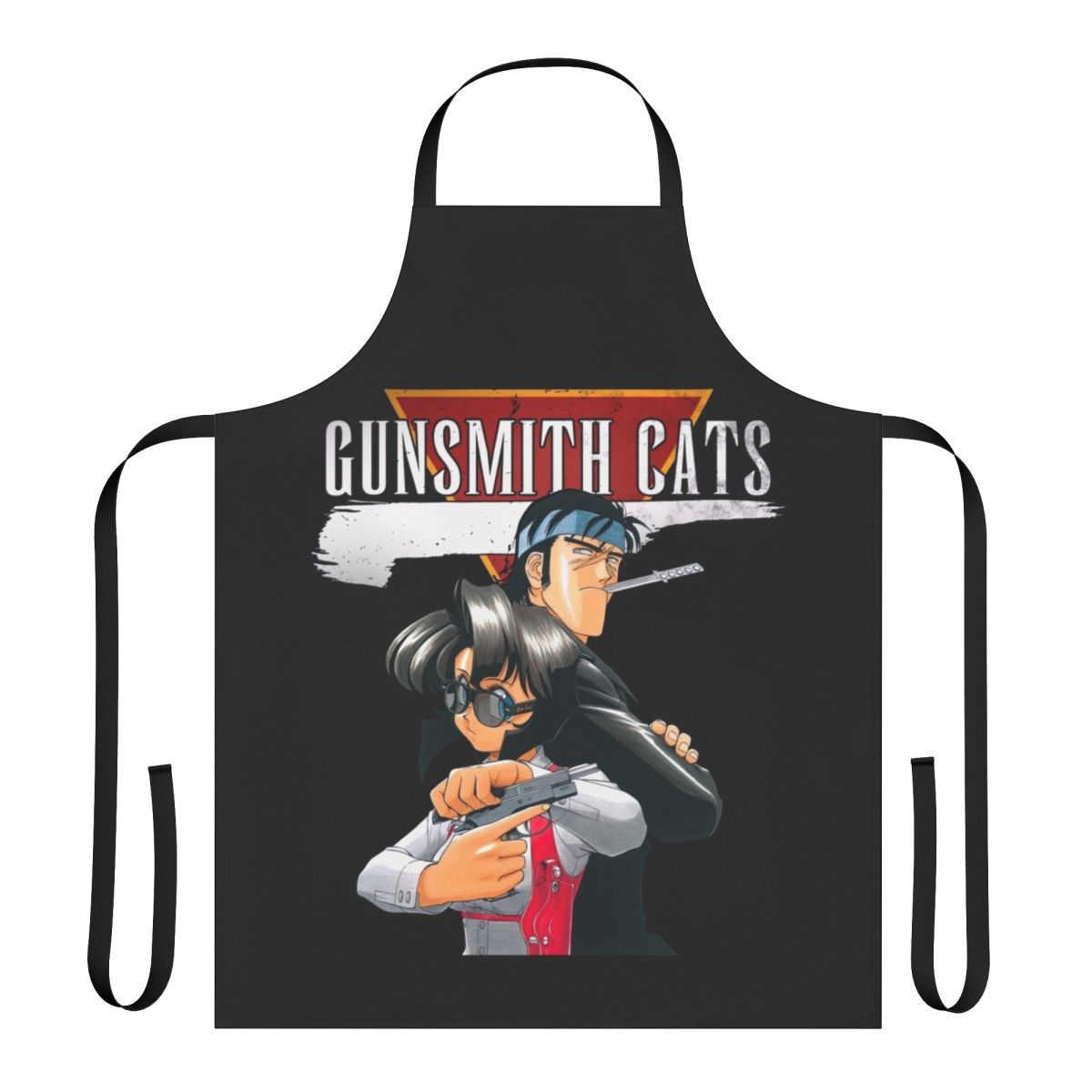 Retro-style apron featuring designs inspired by the Gunsmith Cats anime series