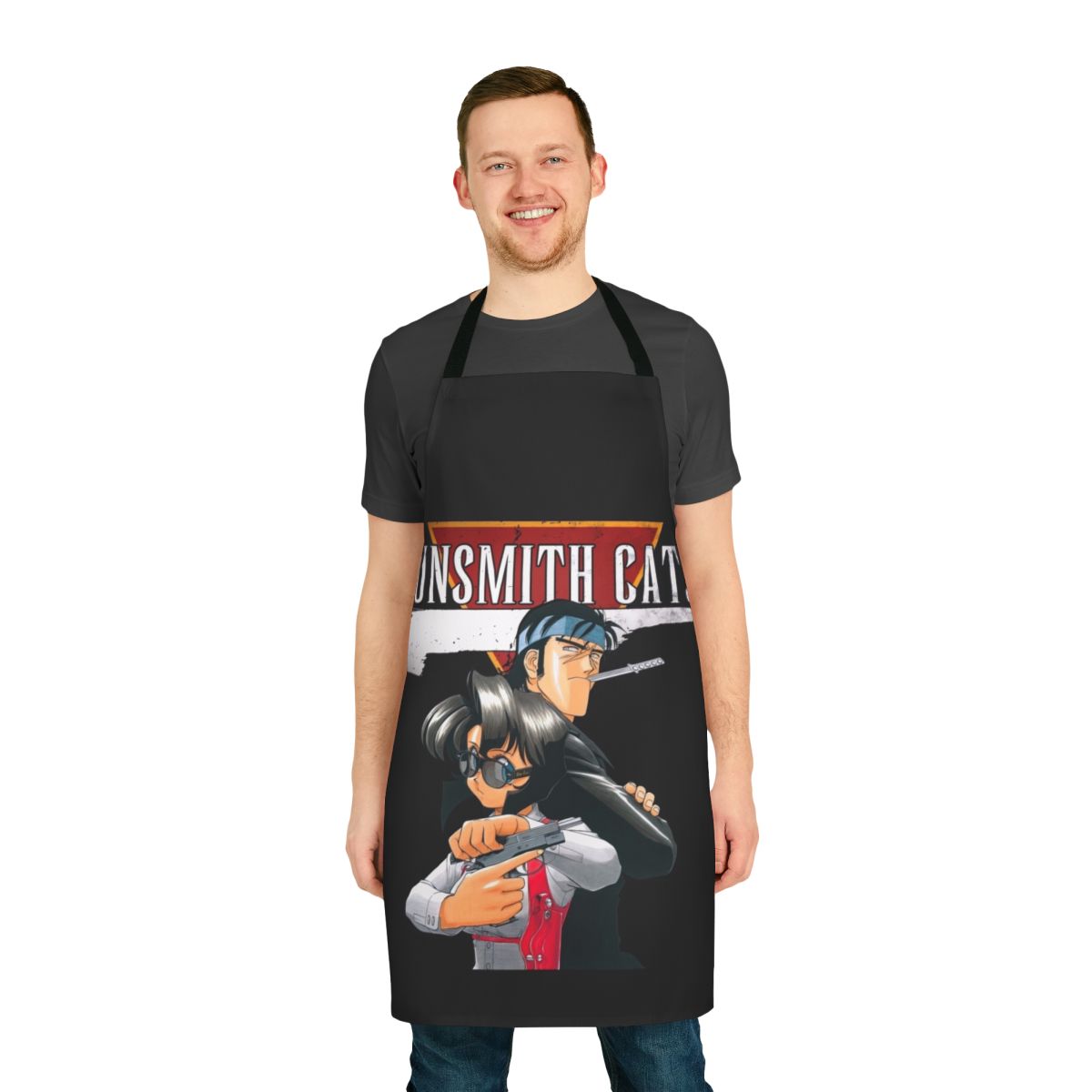 Retro-style apron featuring designs inspired by the Gunsmith Cats anime series