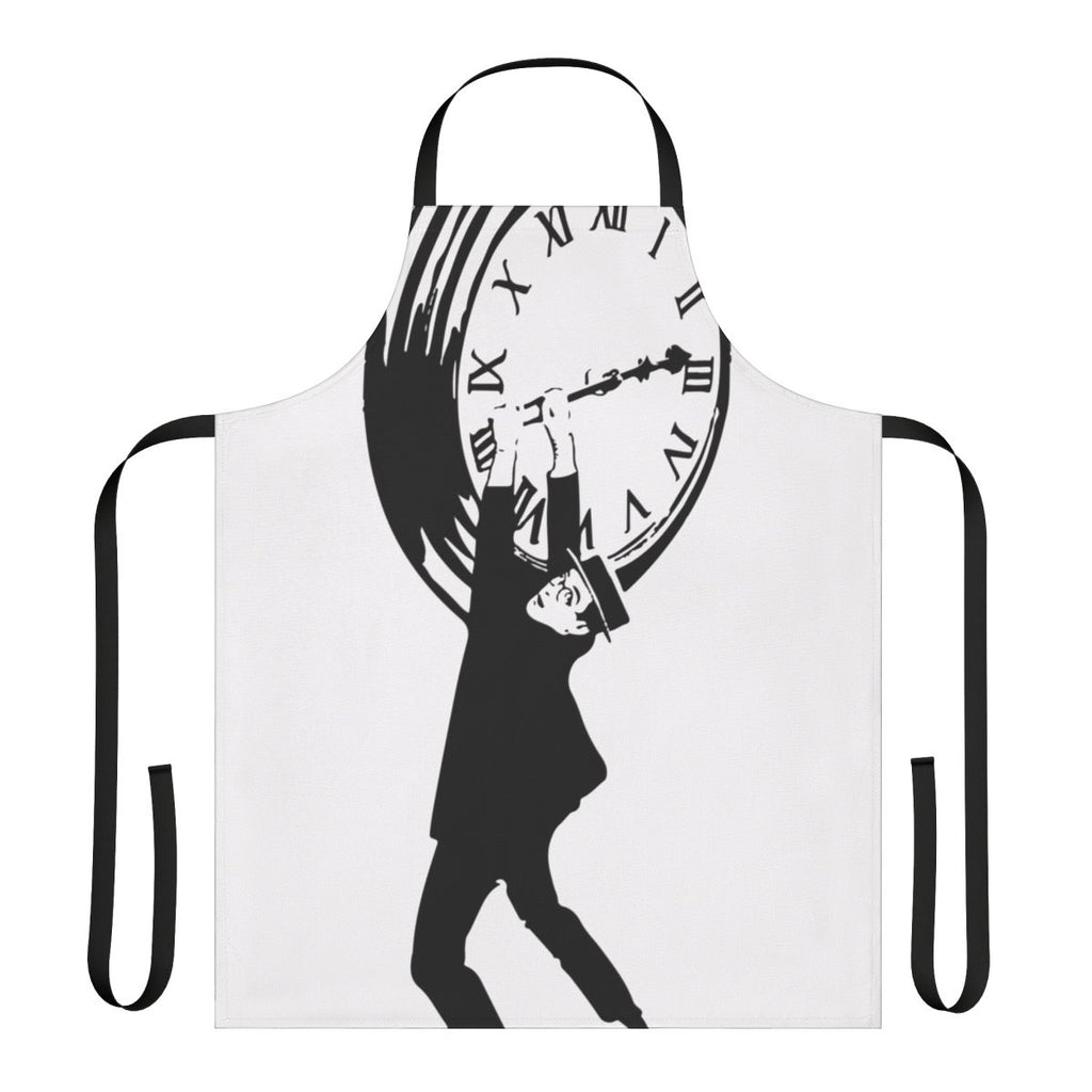 A vintage-style apron featuring the iconic silent film star Harold Lloyd from the classic movie "Safety Last"