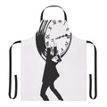 A vintage-style apron featuring the iconic silent film star Harold Lloyd from the classic movie "Safety Last"