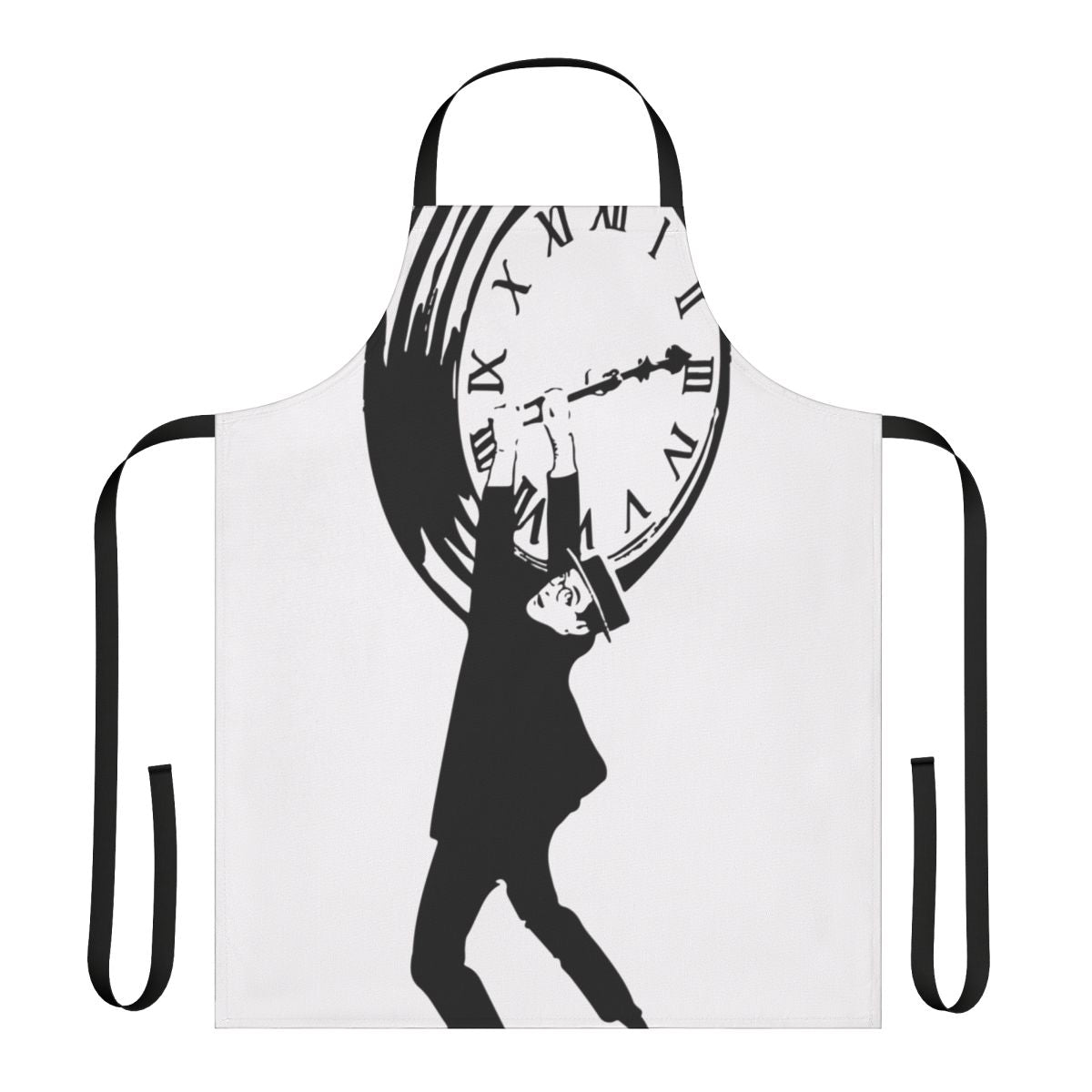 A vintage-style apron featuring the iconic silent film star Harold Lloyd from the classic movie "Safety Last"