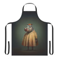 Vibrant yellow apron with a charming hippopotamus design, perfect for a 1950s-inspired kitchen.