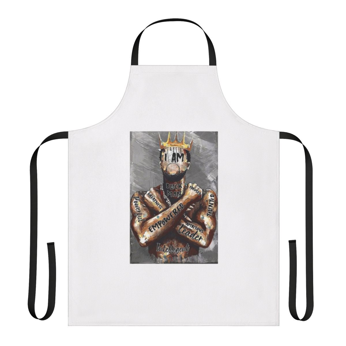 Vintage-inspired black man apron with retro airline and travel design