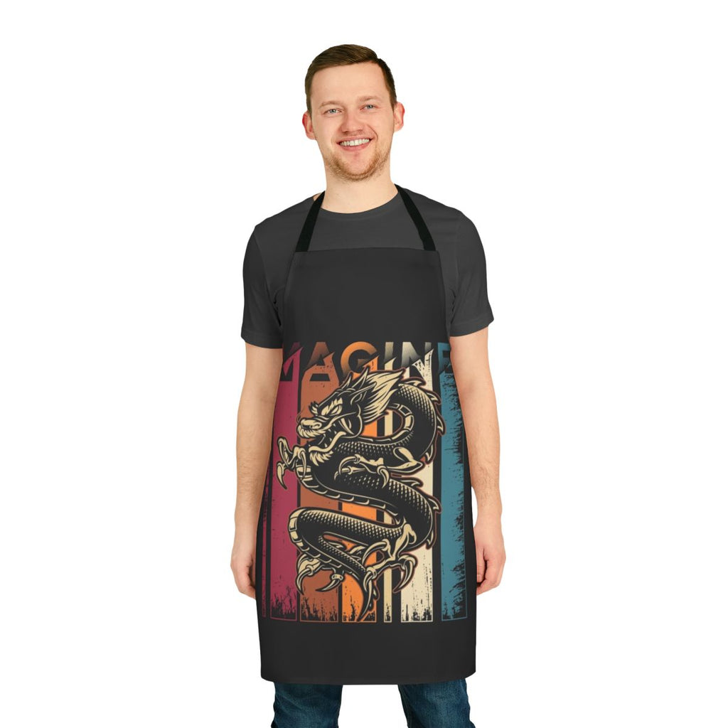Vintage-style apron featuring the Imagine Dragons logo and dragon imagery