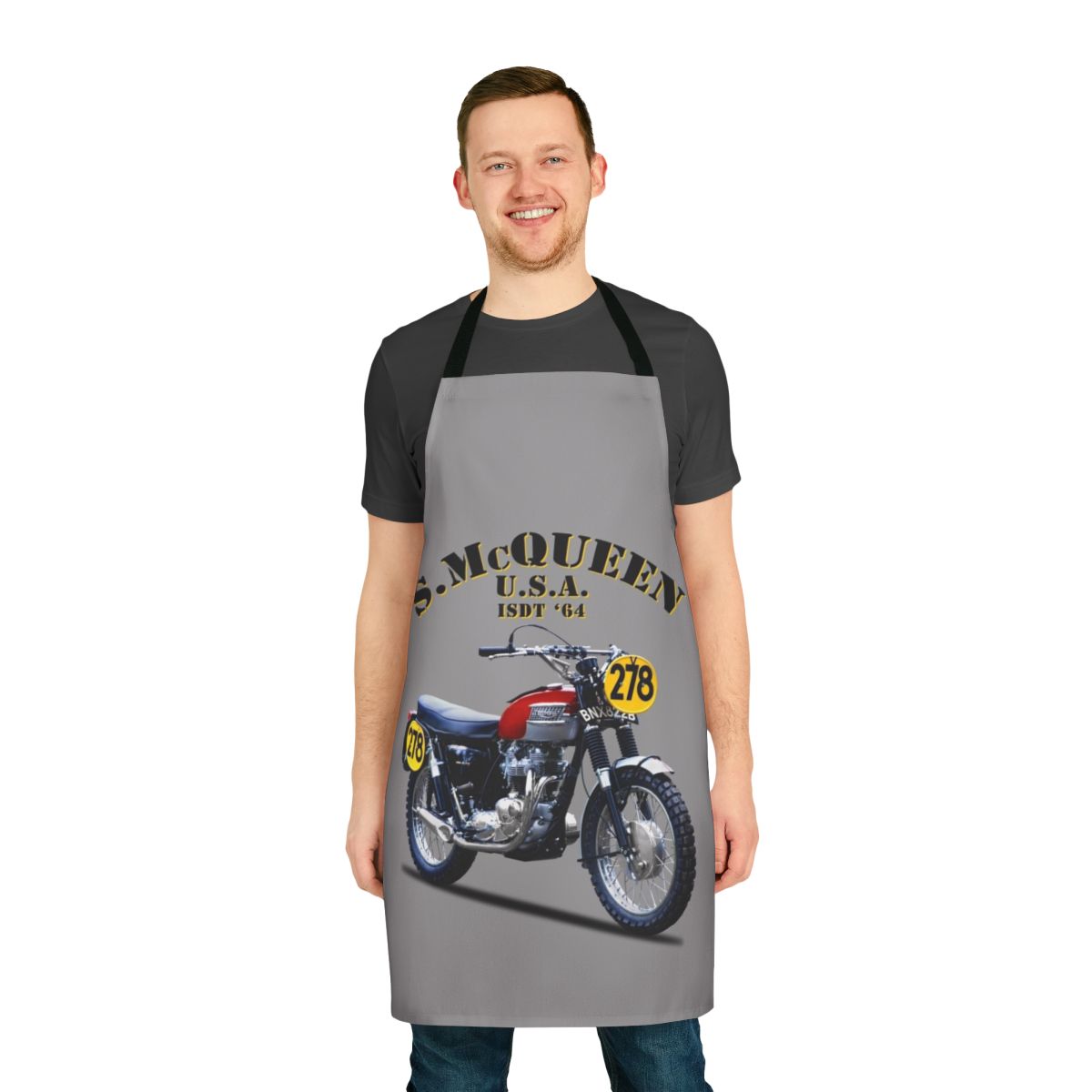 Isdt motorcycle-themed apron for classic motorcycle lovers
