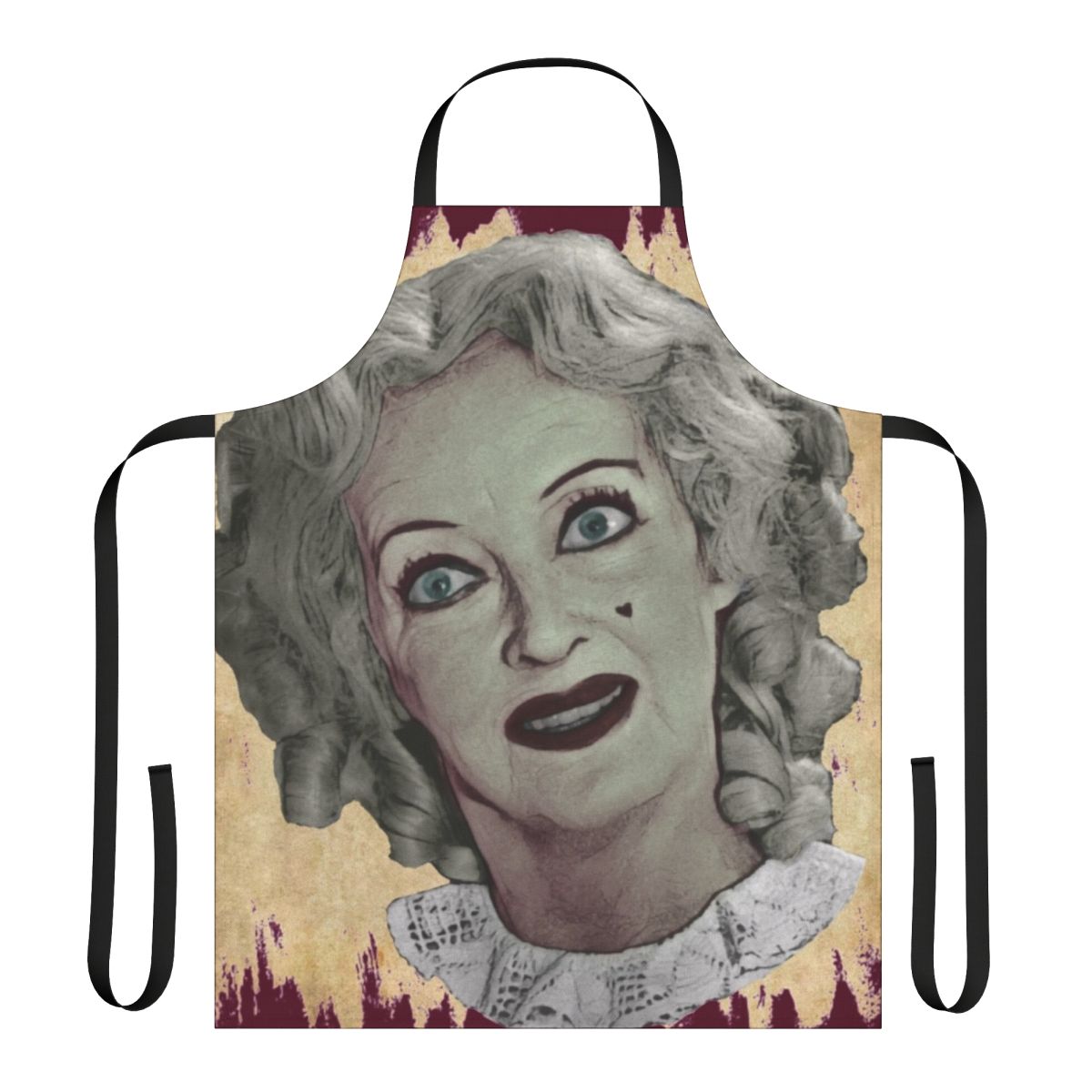 Vintage-style apron featuring the iconic character Baby Jane Hudson from the classic horror movie "What Ever Happened to Baby Jane?"