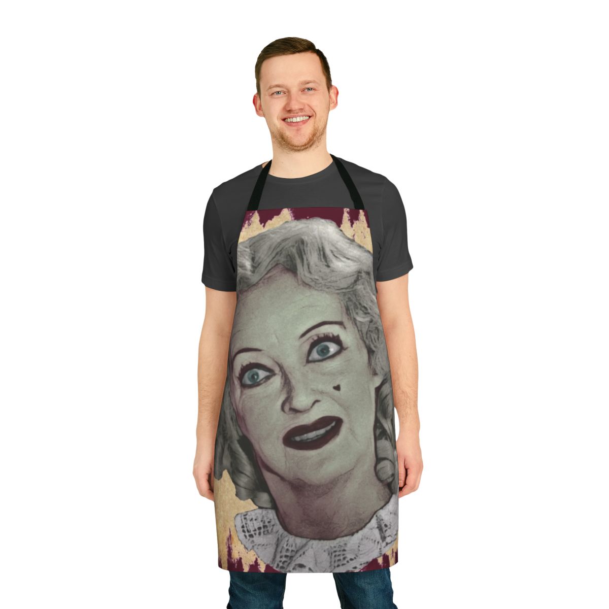 Vintage-style apron featuring the iconic character Baby Jane Hudson from the classic horror movie "What Ever Happened to Baby Jane?"