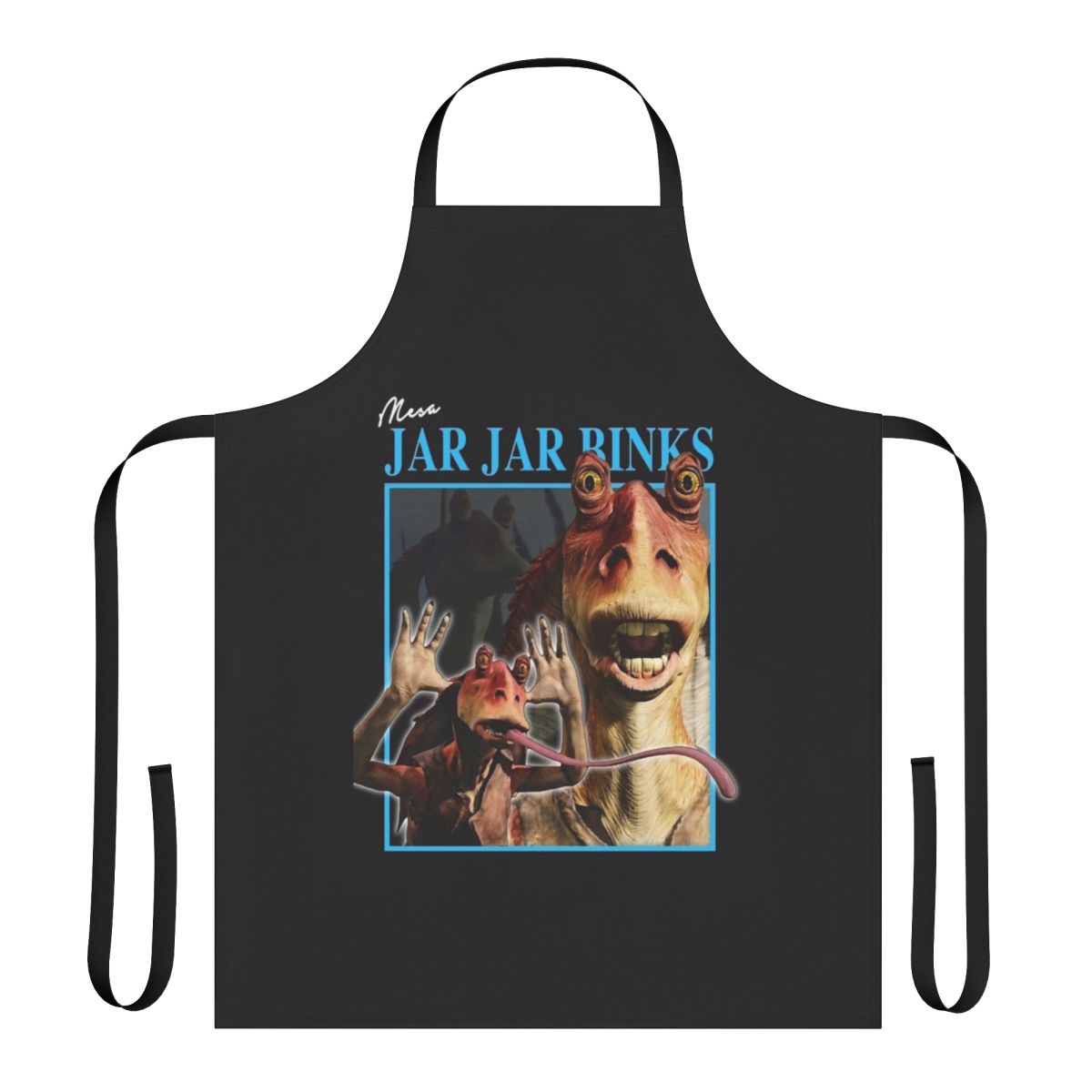 Retro-style apron featuring a graphic design of the iconic Star Wars character Jar Jar Binks