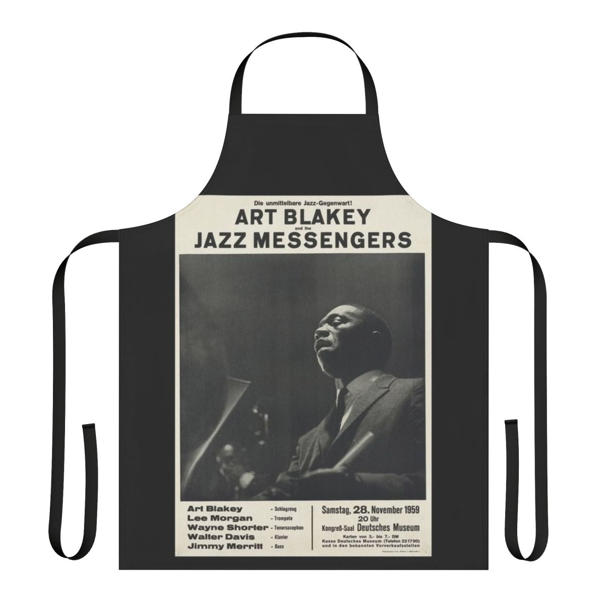 Vintage-inspired apron featuring the iconic Art Blakey and The Jazz Messengers jazz band