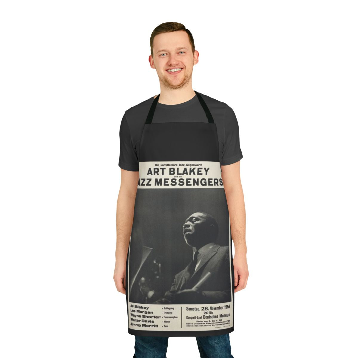 Vintage-inspired apron featuring the iconic Art Blakey and The Jazz Messengers jazz band