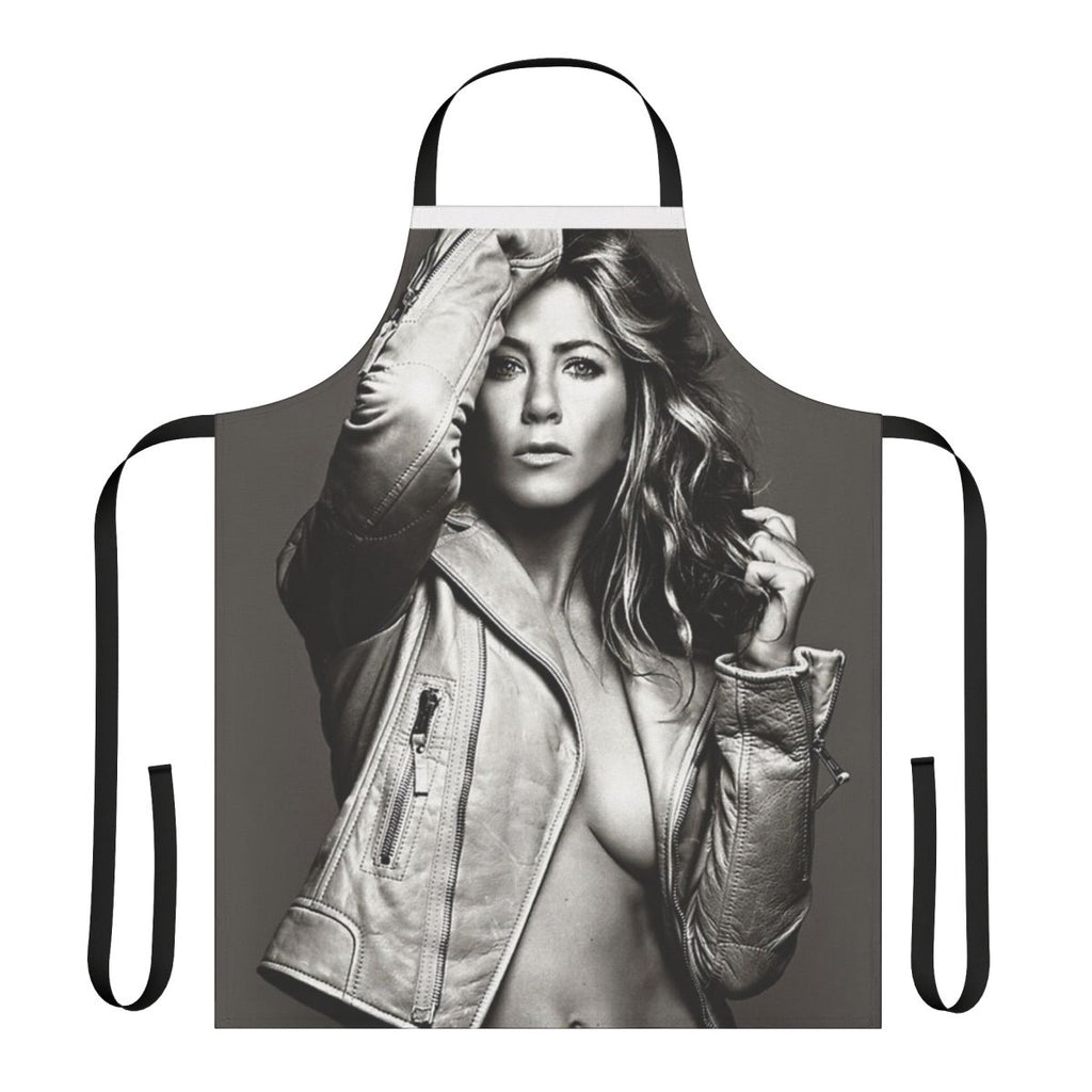 Vintage-style apron featuring a design inspired by Jennifer Aniston's character Rachel Green from the popular 90s sitcom Friends.