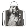 Vintage-style apron featuring a design inspired by Jennifer Aniston's character Rachel Green from the popular 90s sitcom Friends.