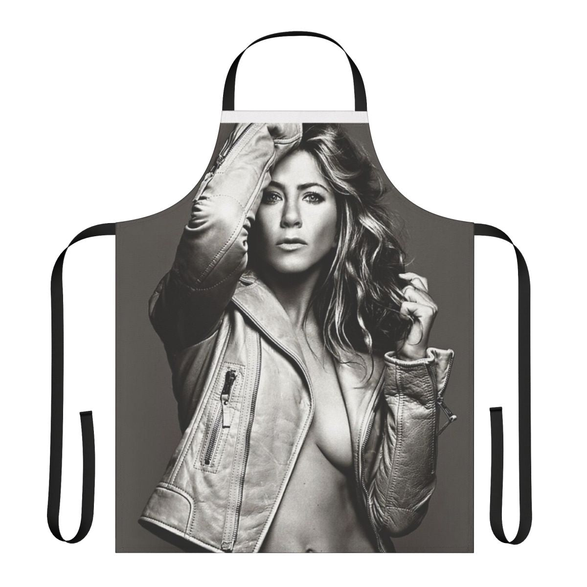 Vintage-style apron featuring a design inspired by Jennifer Aniston's character Rachel Green from the popular 90s sitcom Friends.