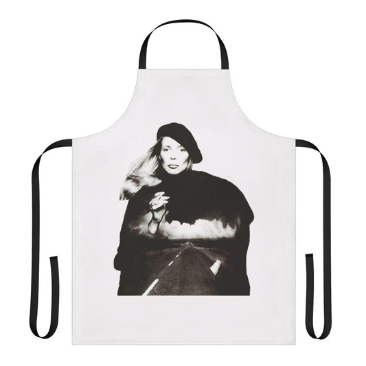 Joni Mitchell-inspired retro-style apron with clouds and lyrics