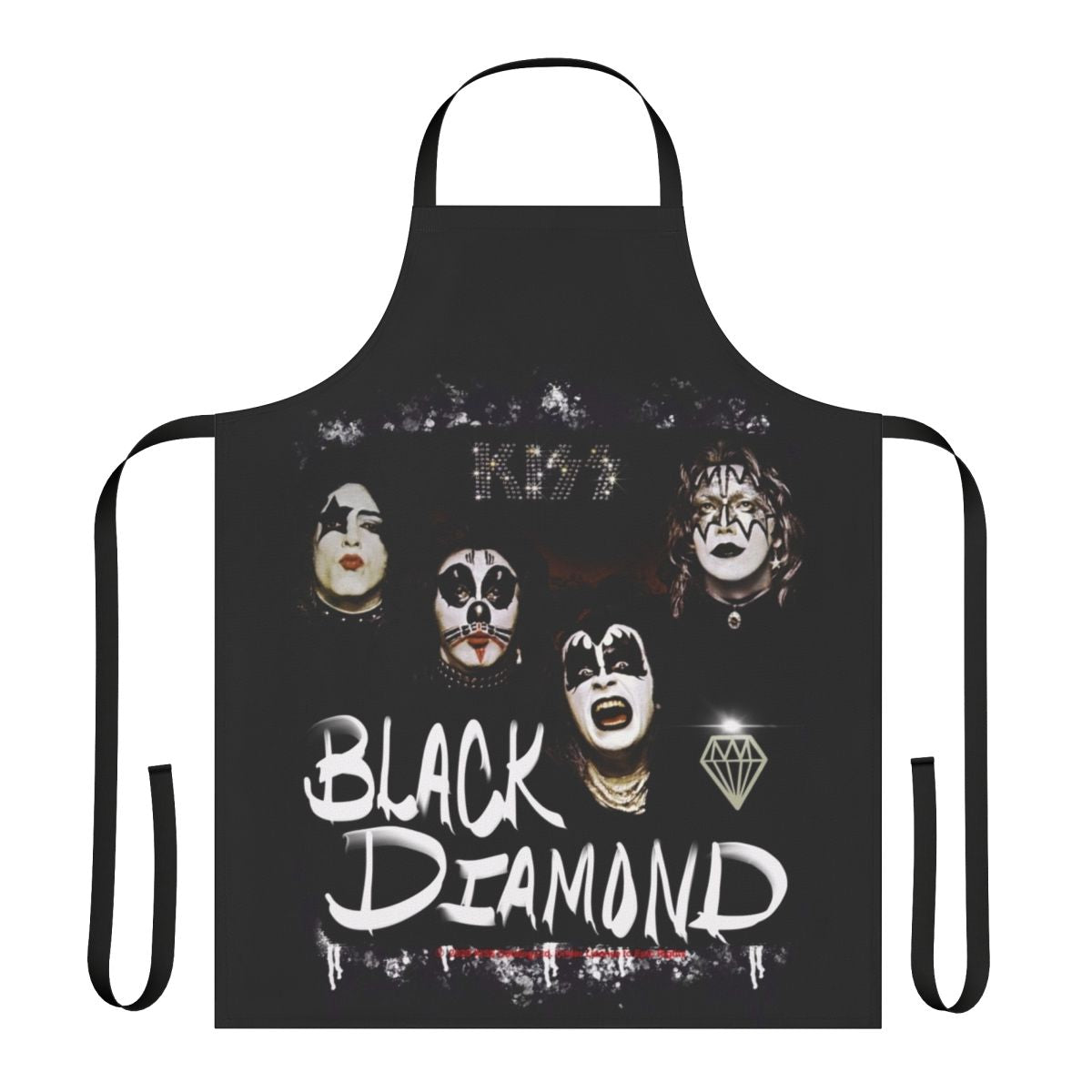 Vintage-inspired apron featuring kiss rock band fan art design
