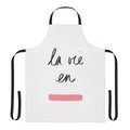 Vintage-style apron featuring a hand-lettered "La Vie En Rose" design in pink and white