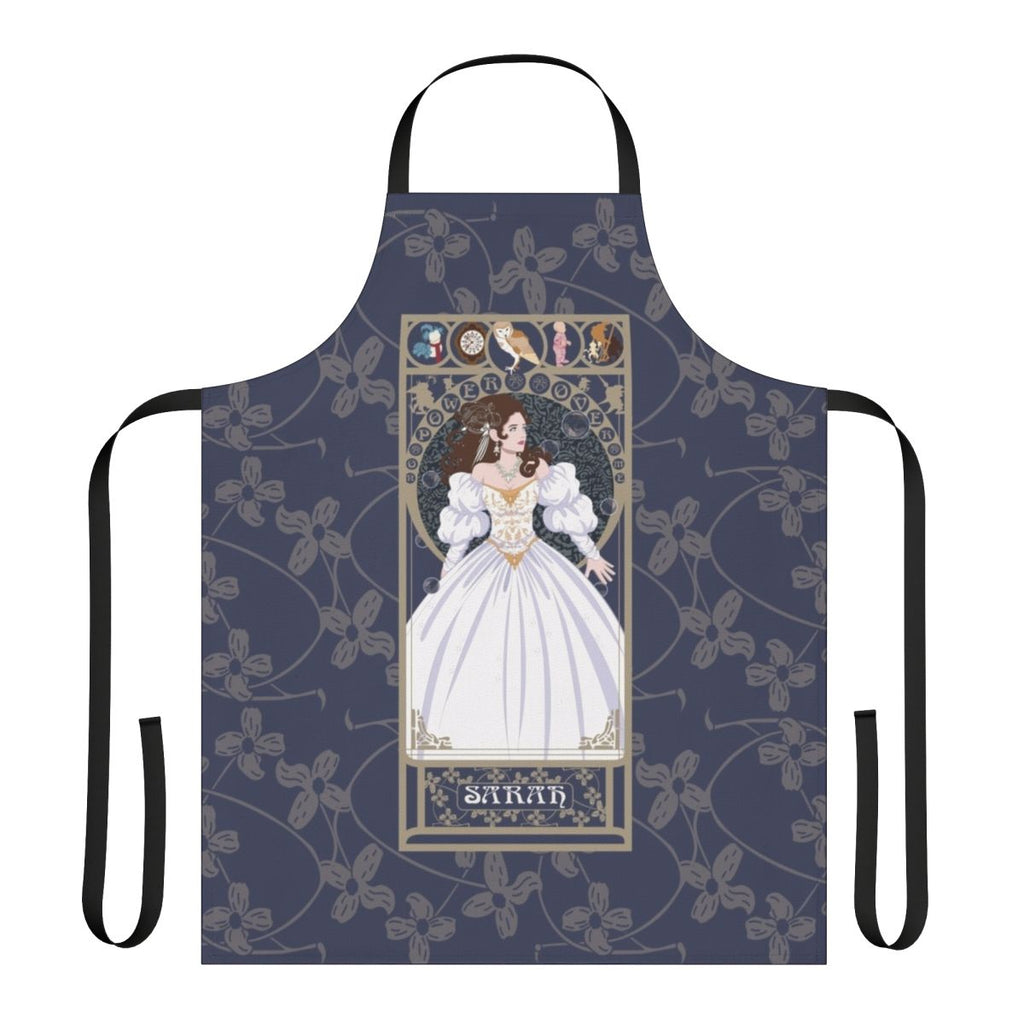 Vintage-inspired apron featuring a labyrinth design, inspired by the 1986 fantasy film Labyrinth.