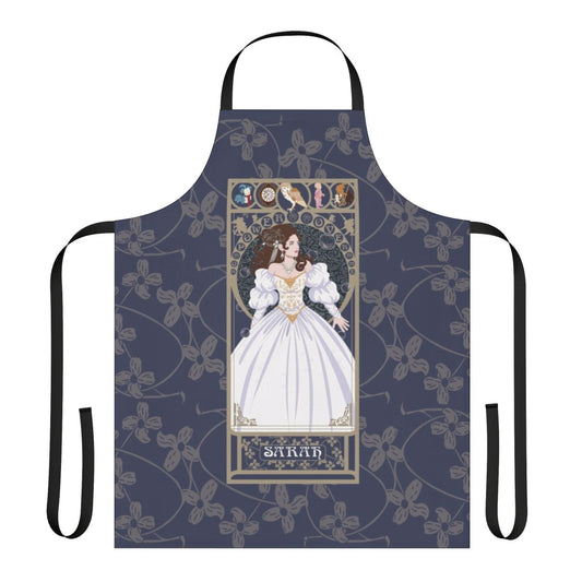 Vintage-inspired apron featuring a labyrinth design, inspired by the 1986 fantasy film Labyrinth.