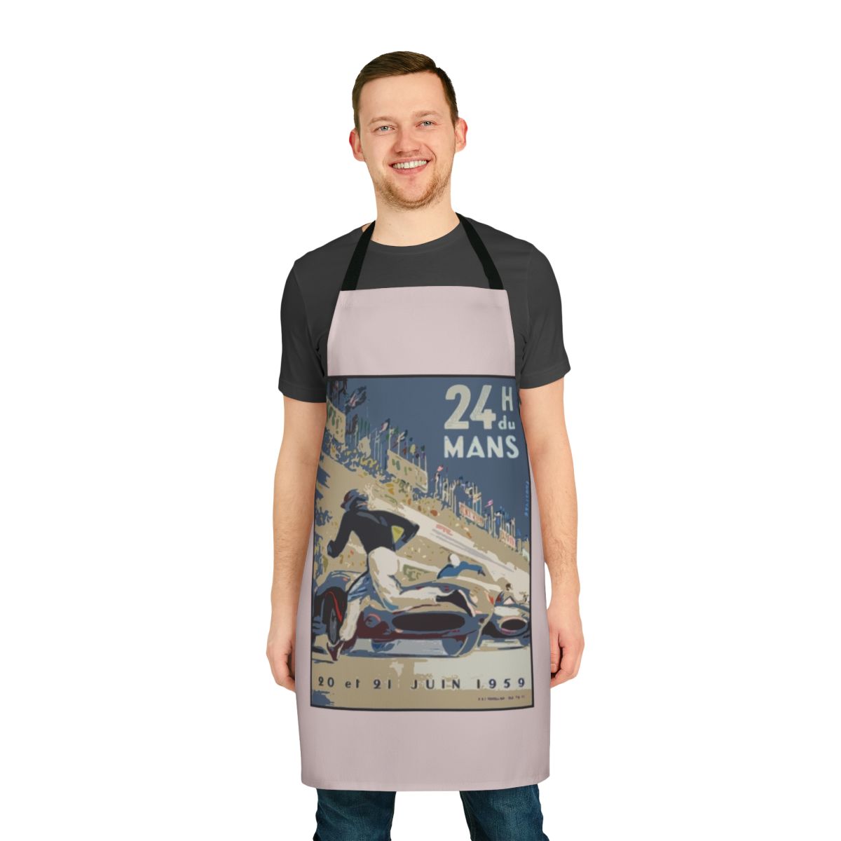Vintage-style apron featuring the iconic Le Mans 24-hour race design