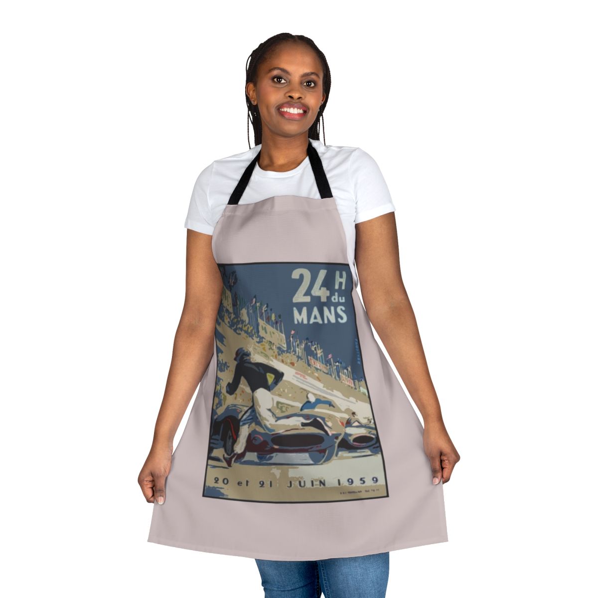 Vintage-style apron featuring the iconic Le Mans 24-hour race design