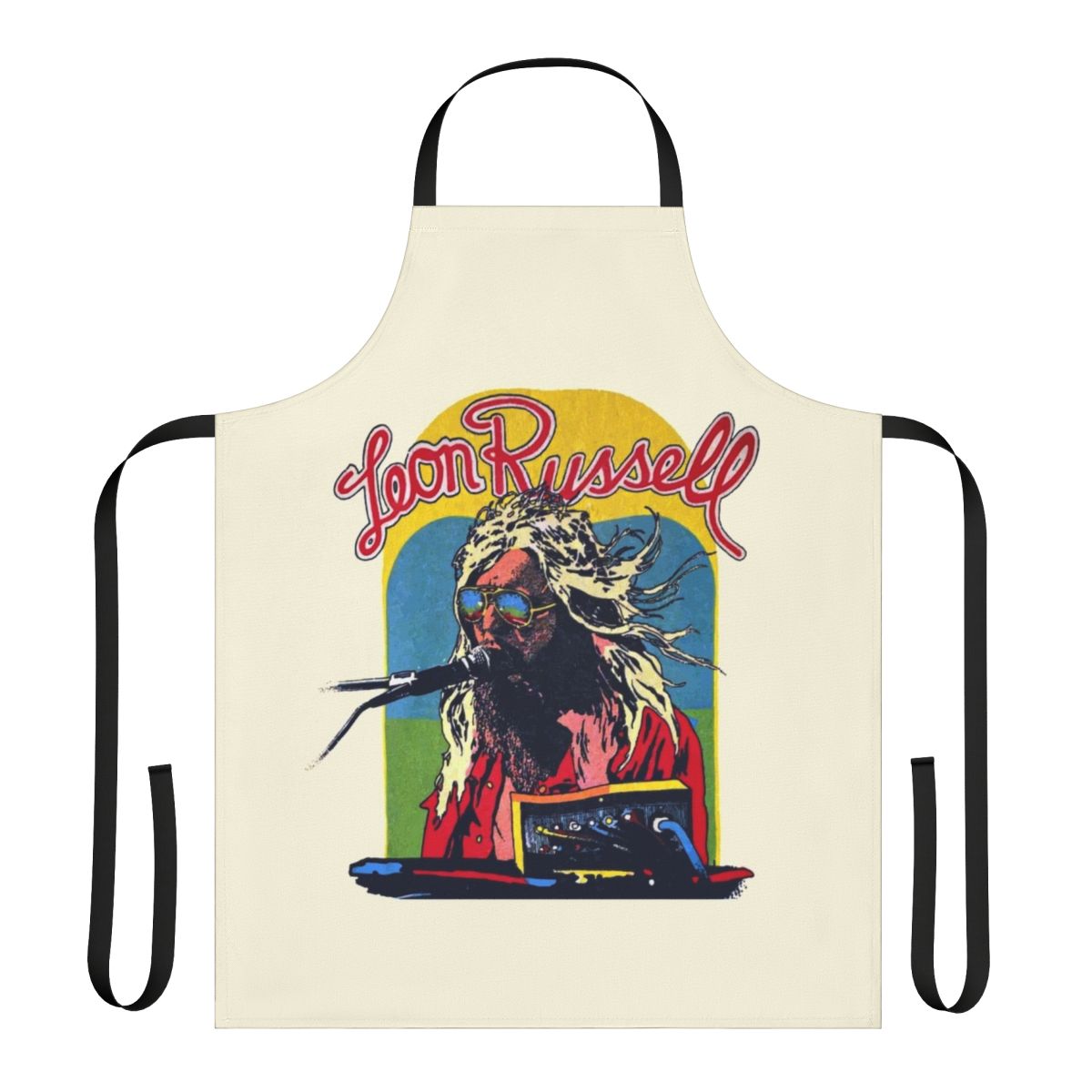 Vintage-style apron featuring the image of renowned musician Leon Russell