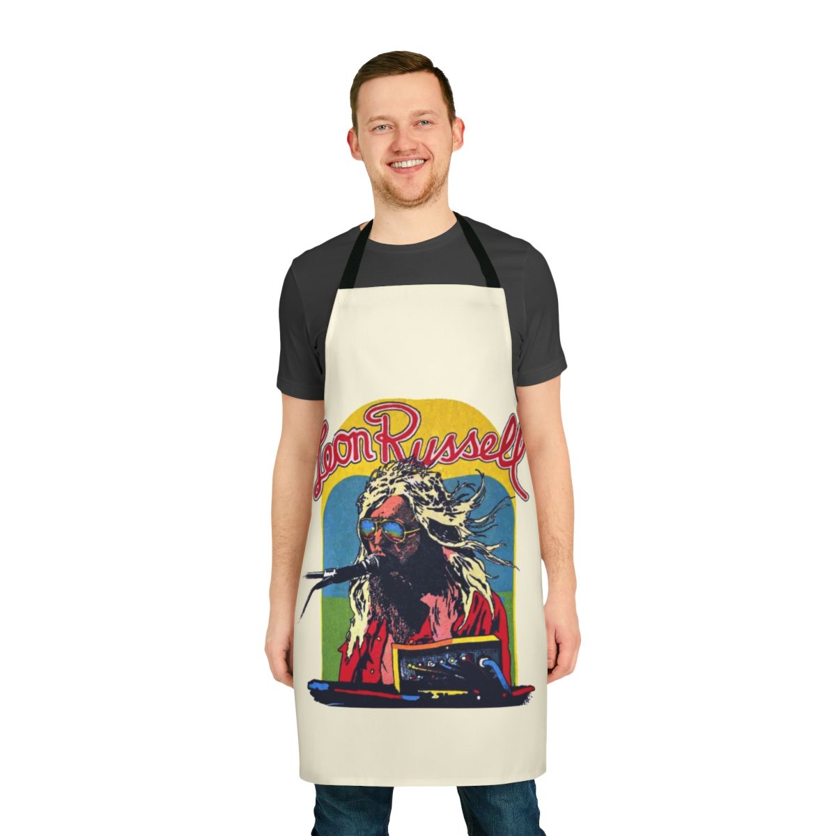 Vintage-style apron featuring the image of renowned musician Leon Russell