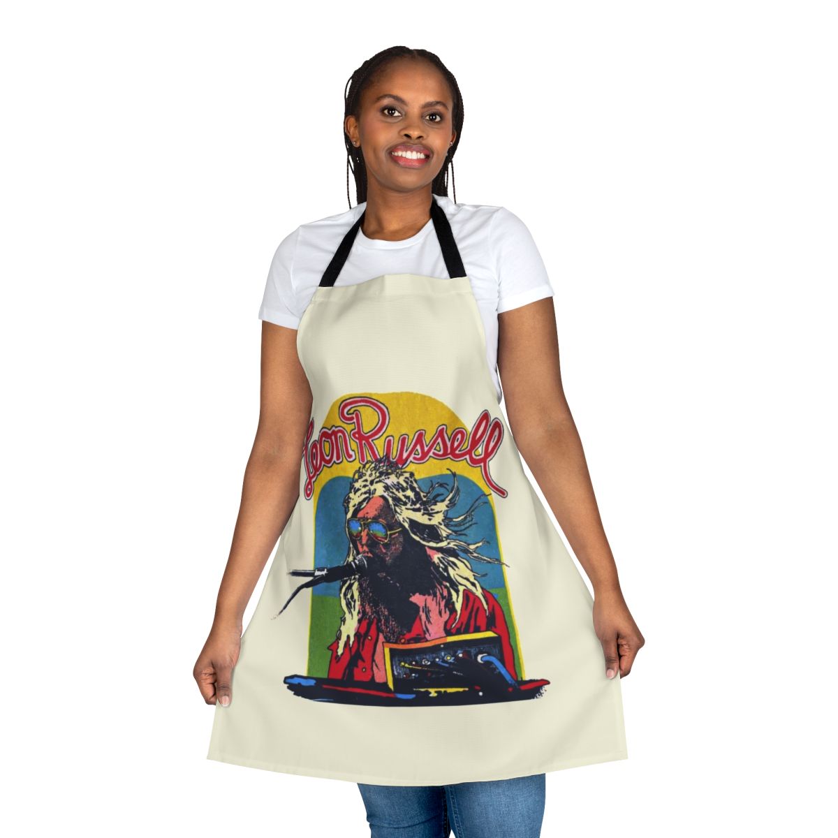 Vintage-style apron featuring the image of renowned musician Leon Russell