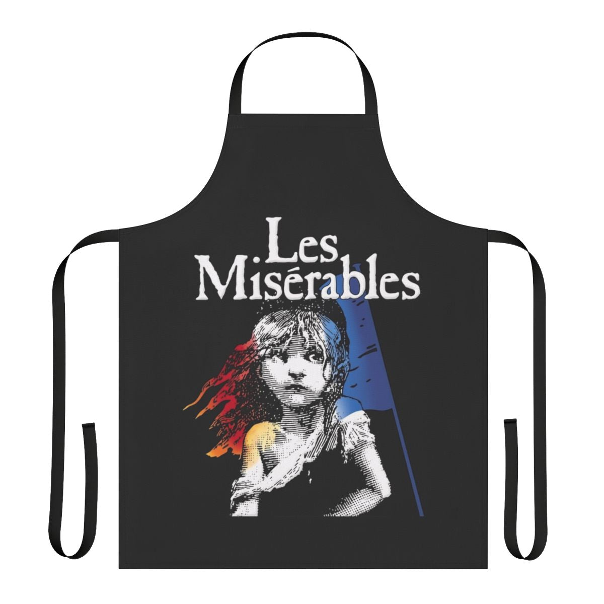 Vintage-inspired Les Miserables apron with famous quotes and literary design