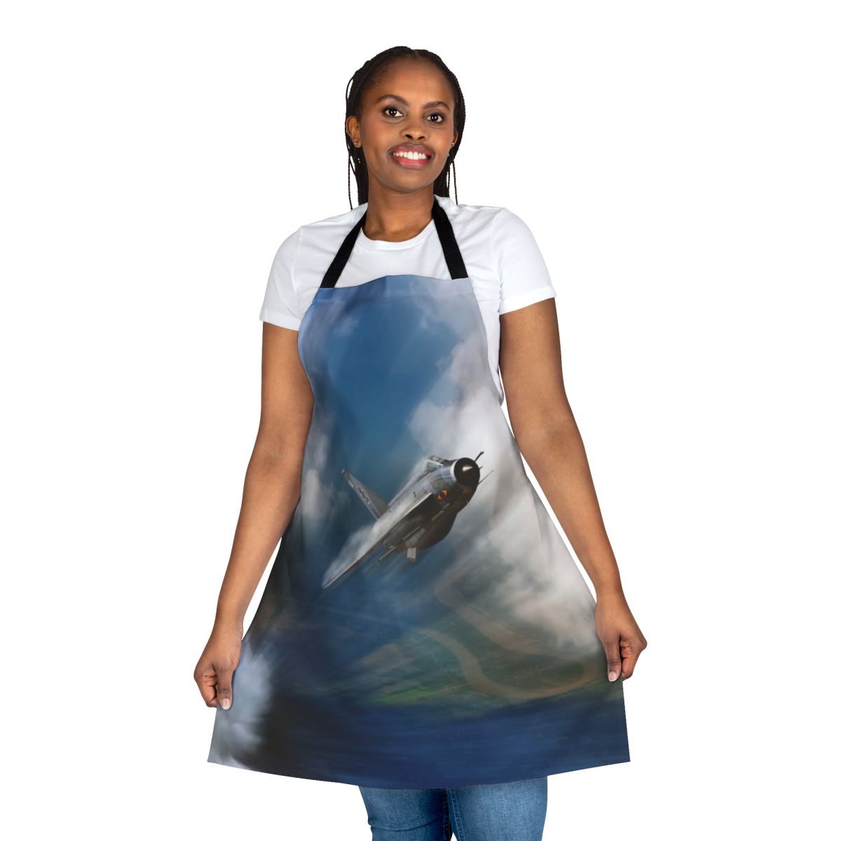 A high-quality apron featuring a lightning bolt design, perfect for aviation enthusiasts and jet pilots.