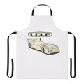 Lola road racer-inspired apron with retro 1970s racing car design