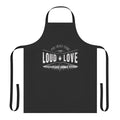 Vintage-style "Loud Love" music-themed kitchen apron with Soundgarden and Chris Cornell references