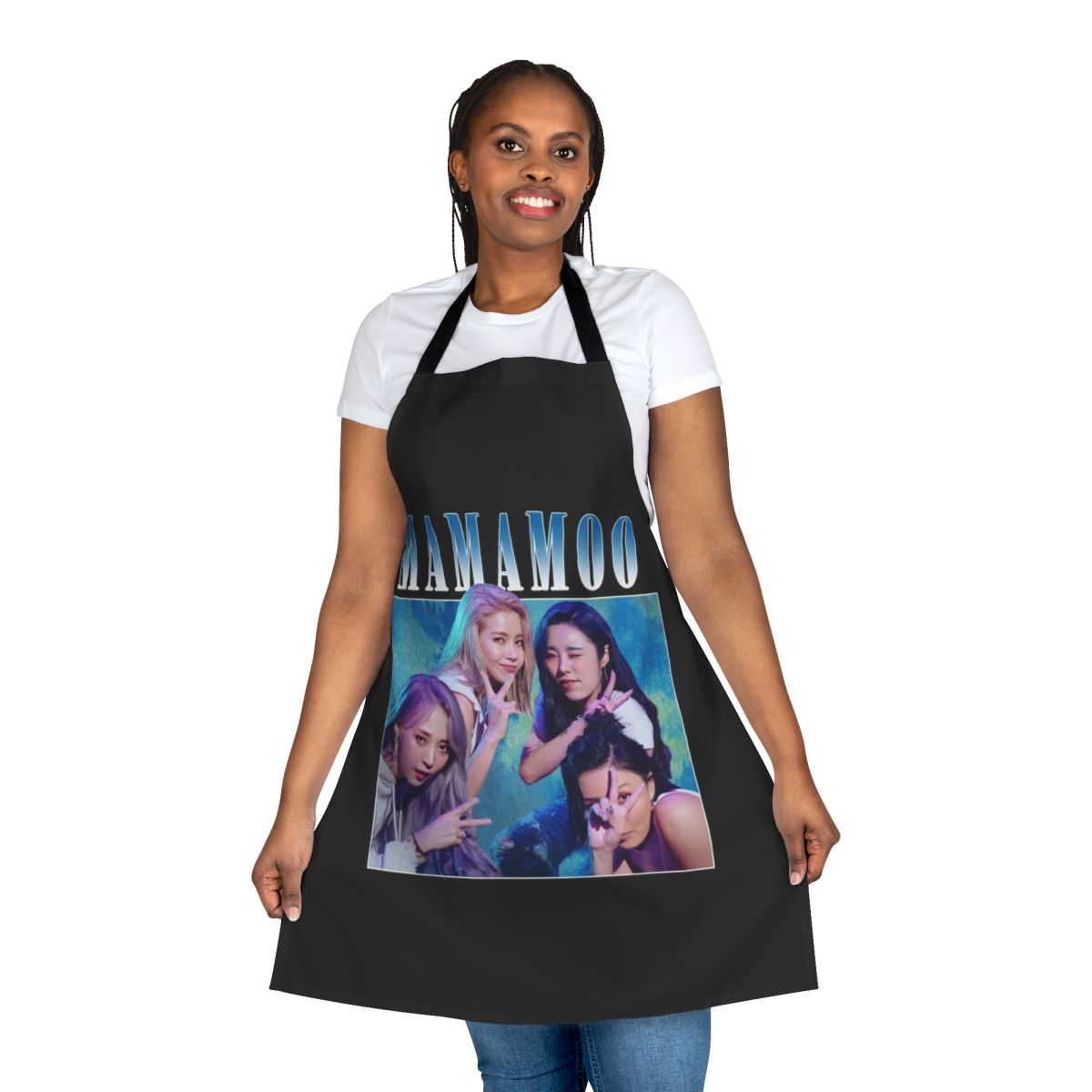 Vintage-style apron featuring the K-pop group Mamamoo