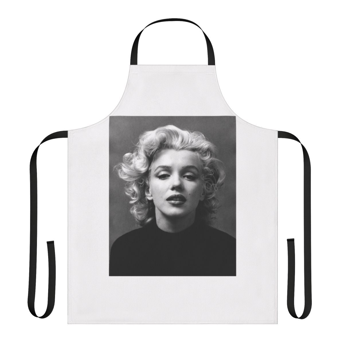 Vintage-inspired apron featuring a classic black and white image of Hollywood icon Marilyn Monroe