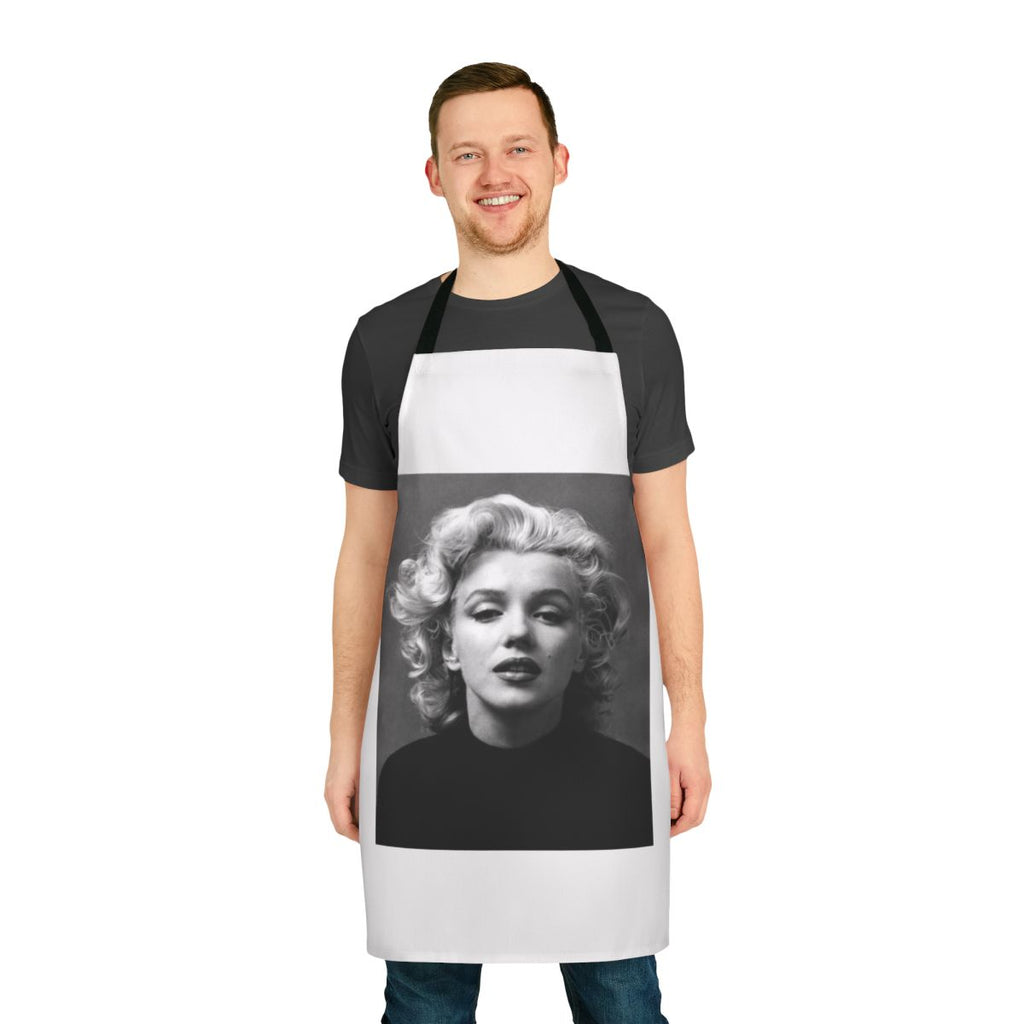 Vintage-inspired apron featuring a classic black and white image of Hollywood icon Marilyn Monroe