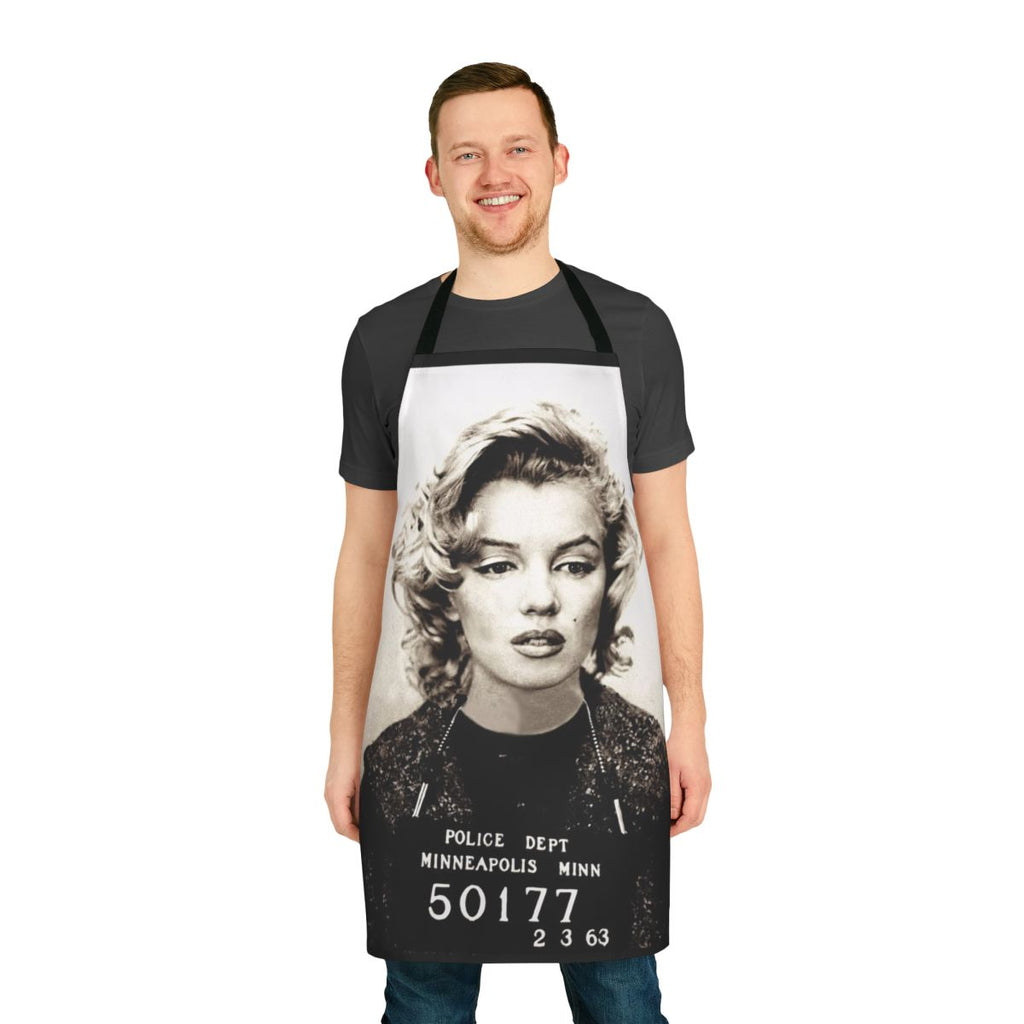 Vintage-inspired apron featuring a mugshot image of iconic actress Marilyn Monroe