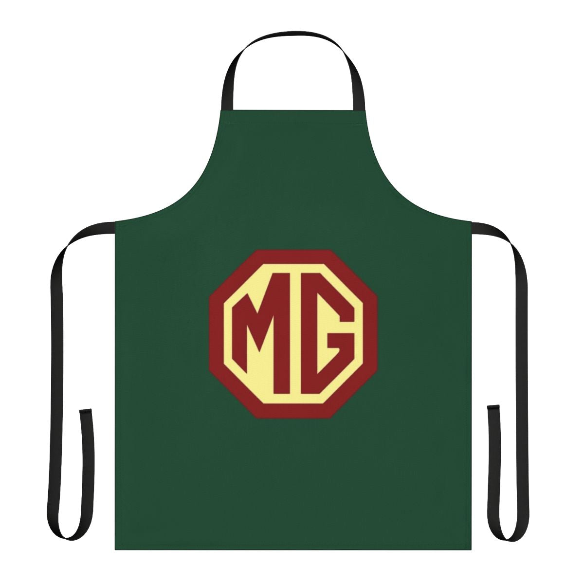 Retro-style apron featuring the iconic MG car logo, perfect for classic car fans and auto enthusiasts.